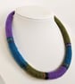 Felted cord necklace - olive, purple and aquamarine - Image 2