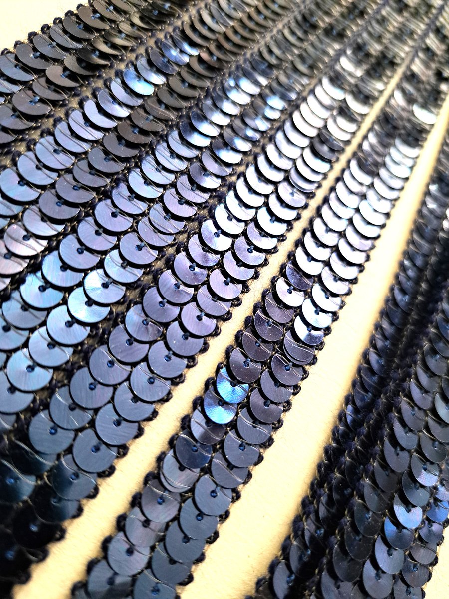 4 metres of blue double row sequinned braid, 19mm wide