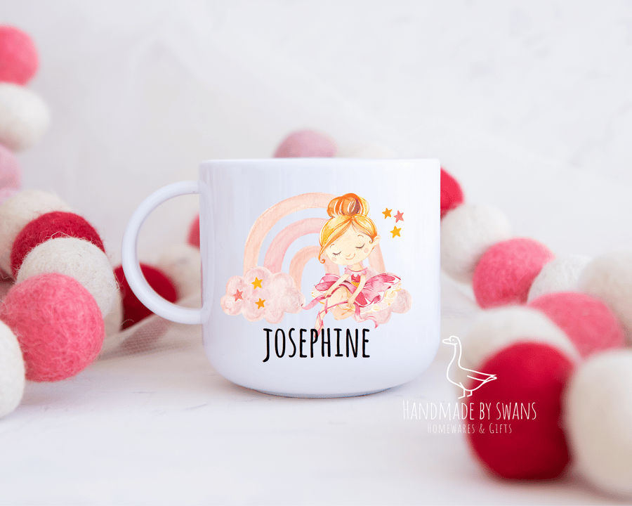 Childs Ballerina mug, Polymer unbreakable cup, girls ballerina cup, pink cup