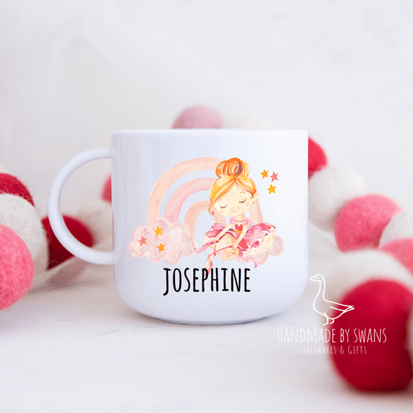 Childs Ballerina mug, Polymer unbreakable cup, girls ballerina cup, pink cup