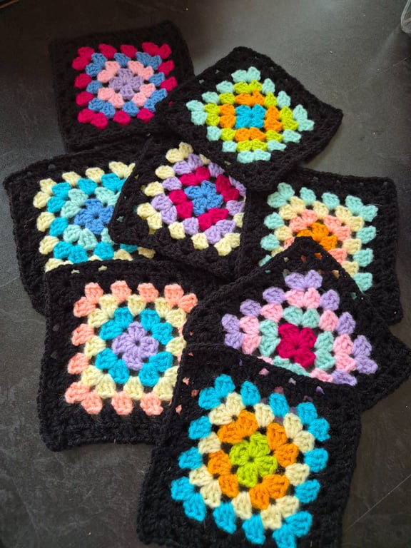 Handmade Crochet Granny Square (set of 28)