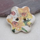 Small Daffodil Flower Ceramic Button
