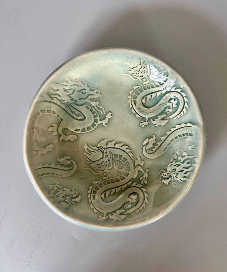 Handmade Ceramic Dragon Bowl: Pagan Altar Decor, Witch Gift, Wiccan Dish