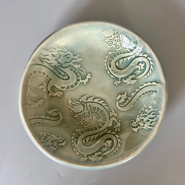 Handmade Ceramic Dragon Bowl: Pagan Altar Decor, Witch Gift, Wiccan Dish