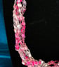 Crocheted necklace in shales of pink with a touch of silver, lightweight - Image 6