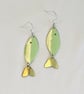 Fish shaped recycled tin earrings 