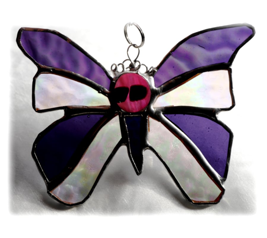 Birthstone Butterfly Suncatcher Stained Glass Amethyst February 026