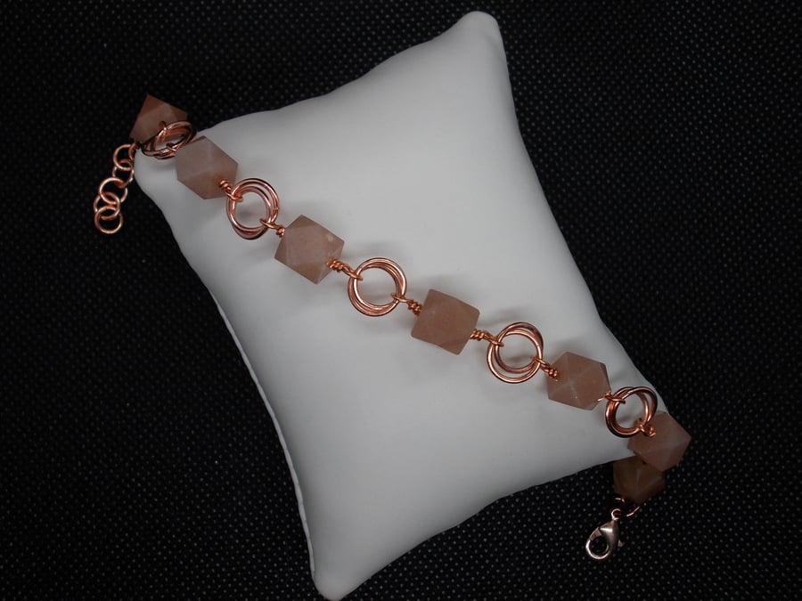 SALE - Peach moonstone chainmaille bracelet