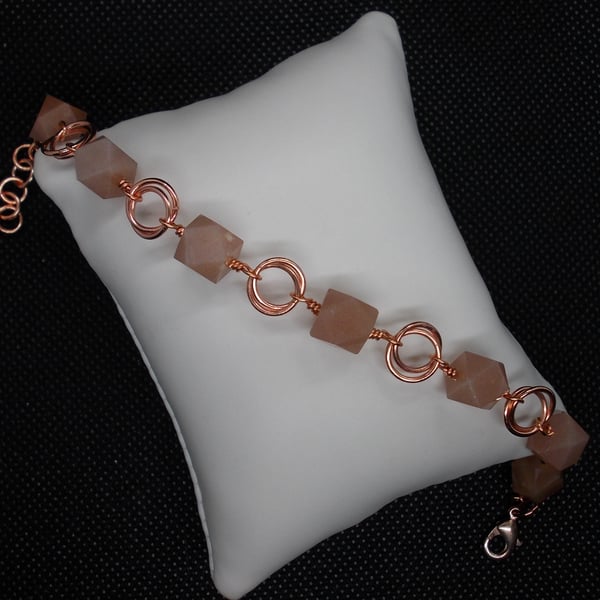 Peach moonstone chainmaille bracelet