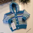 Baby  Hand Knitted Textured Hoodie Jacket 3 - 9  months size
