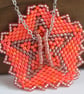 Tudor rose inspired pentagon pendant in a bright pinky orange - Image 3