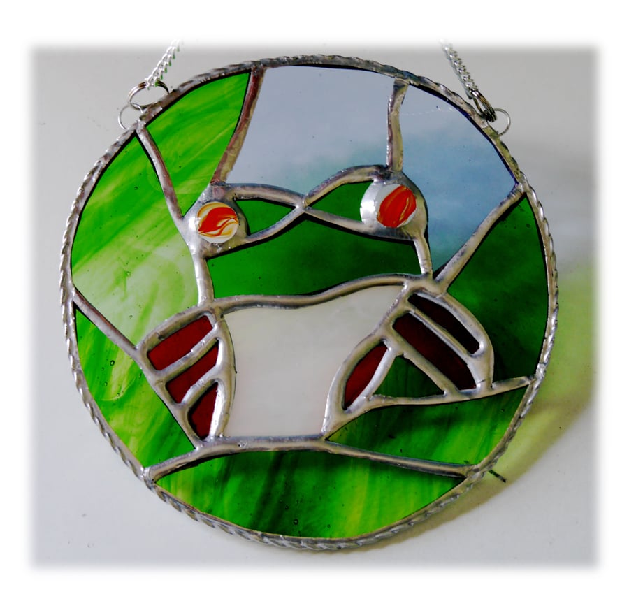 RESERVED Tree Frog Suncatcher Stained Glass Ring Handmade