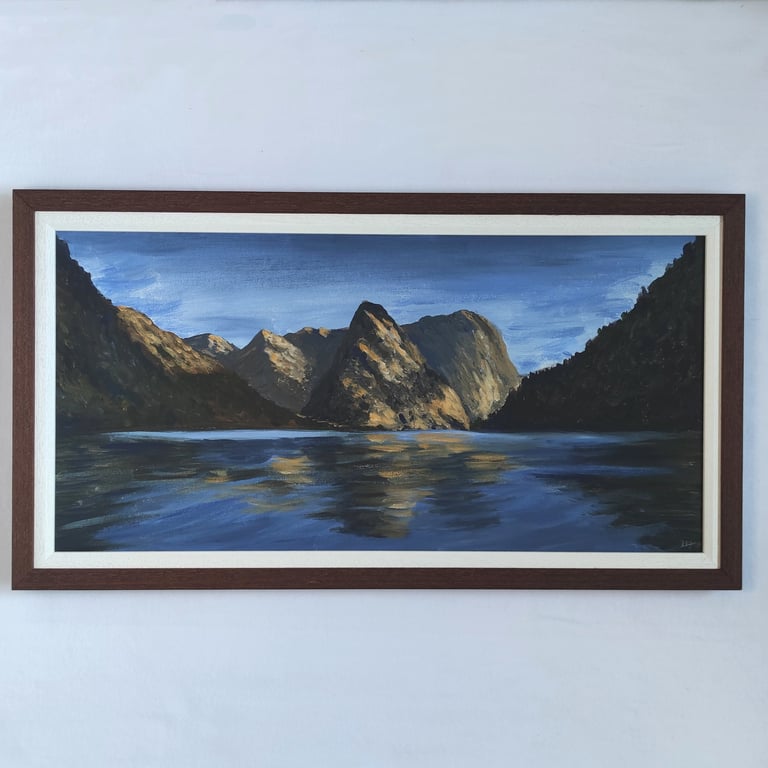 Doubtful Sound New Zealand, Original framed Lord of the rings landscape painting