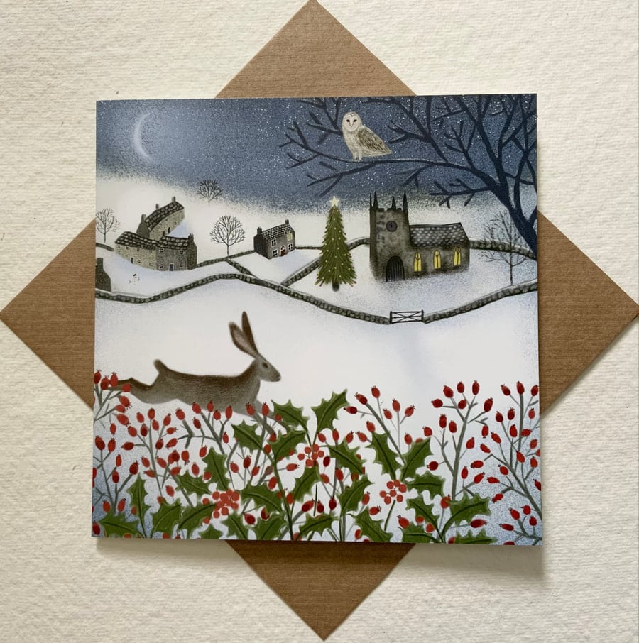A Peaceful Night, blank greetings card