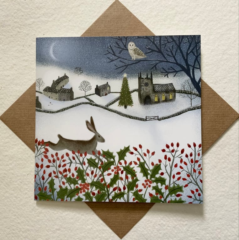 A Peaceful Night, blank greetings card