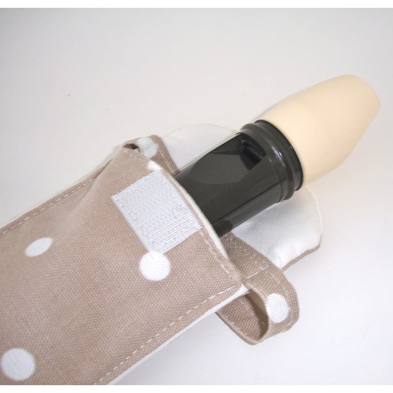 Treble Recorder Case Beige and White Polka Dots