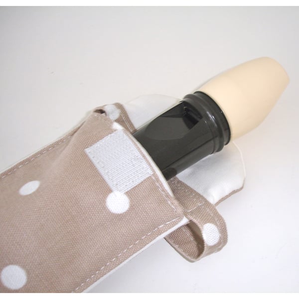 Treble Recorder Case Beige and White Polka Dots