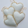 Gold Bead Trimmed White Hearts