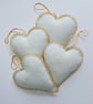 Gold Bead Trimmed White Hearts