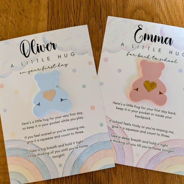 Personalised Pocket Hugs for Back to School, First Day