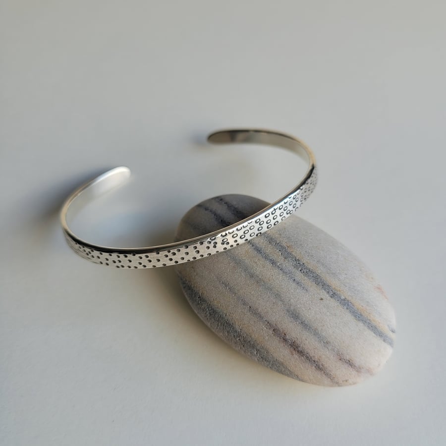 Pebble Beach Cuff Bracelet - Handmade Recycled Sterling Silver