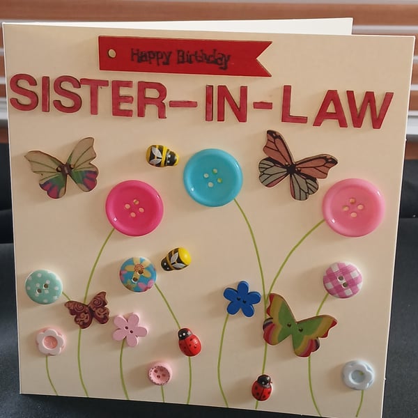 Handmade, sister in law birthday card 