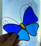 Stained Glass Butterfly Suncatcher - Handmade Decoration  - blue