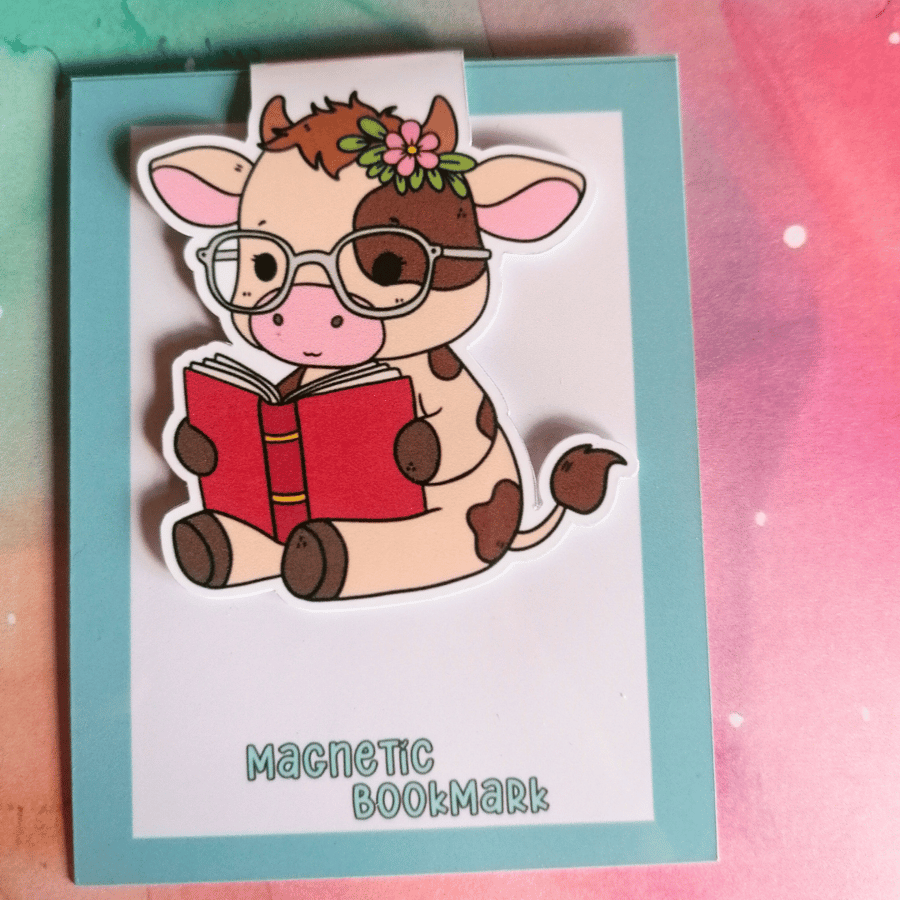 Reading Cow Magnetic Bookmark 