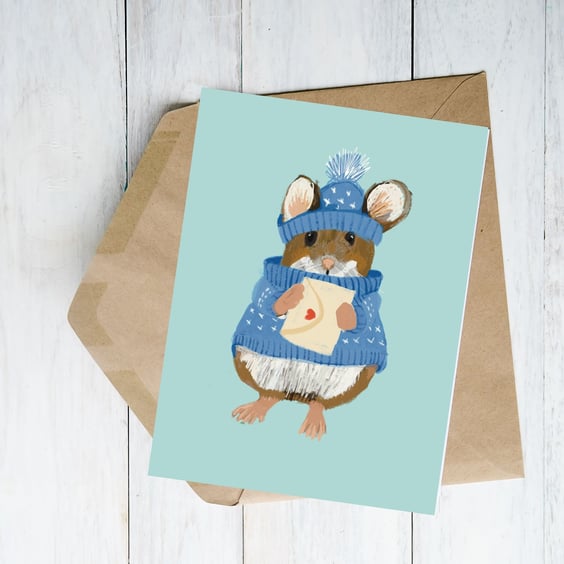 Valentines Card Blank card cute mouse all occassions
