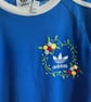 Hand-Embroidered Bright Blue adidas Triple Stripe T-Shirt