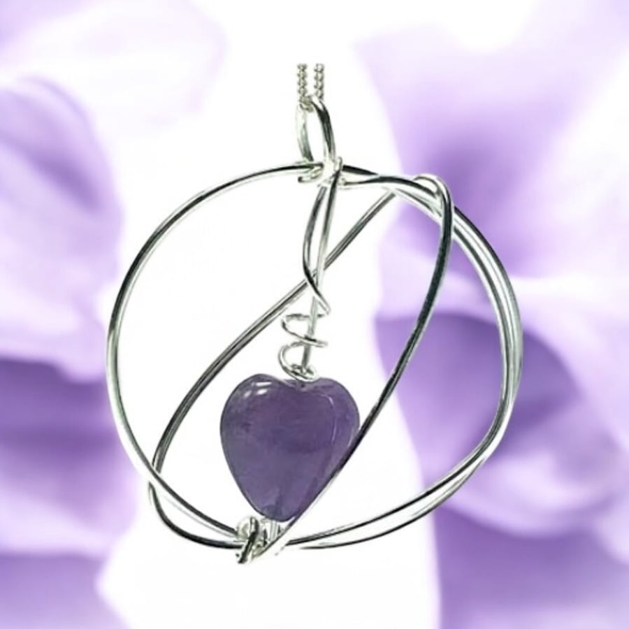 Gorgeous Amethyst heart necklace 925 sterling