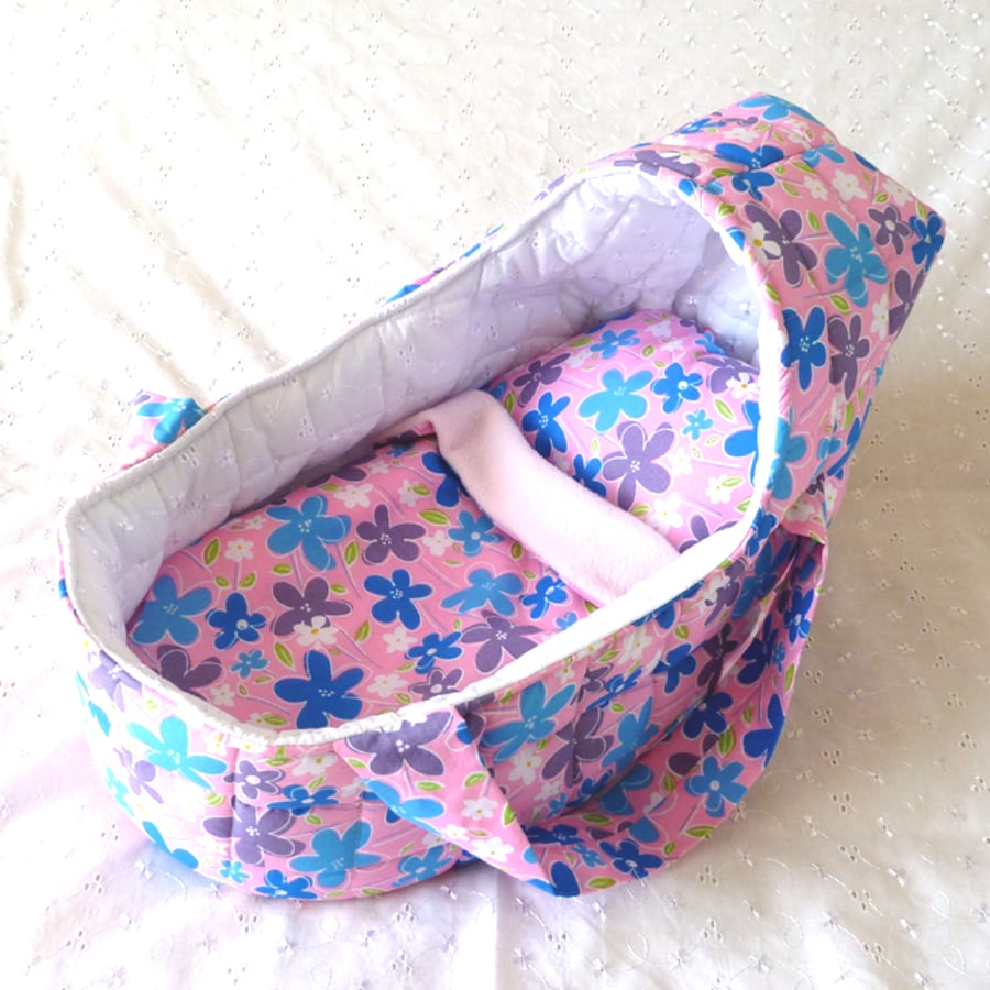 Floral Doll's Carrycot Free Postage