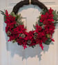 Luxury Red Poinsettia Christmas Wreath – Handmade Festive Front Door Decoration 
