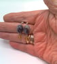 Earrings with a Grey Puffed Oval Agate Bead and A Yellow Crystal, Gift for Her - Image 5