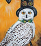 Steampunk style Snowy Owl Original acrylic painting on stretched canvass.   - Image 4