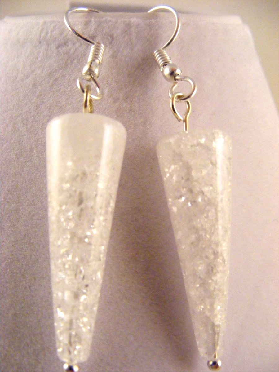 Clear Quartz Gemstone Drop Earrings.