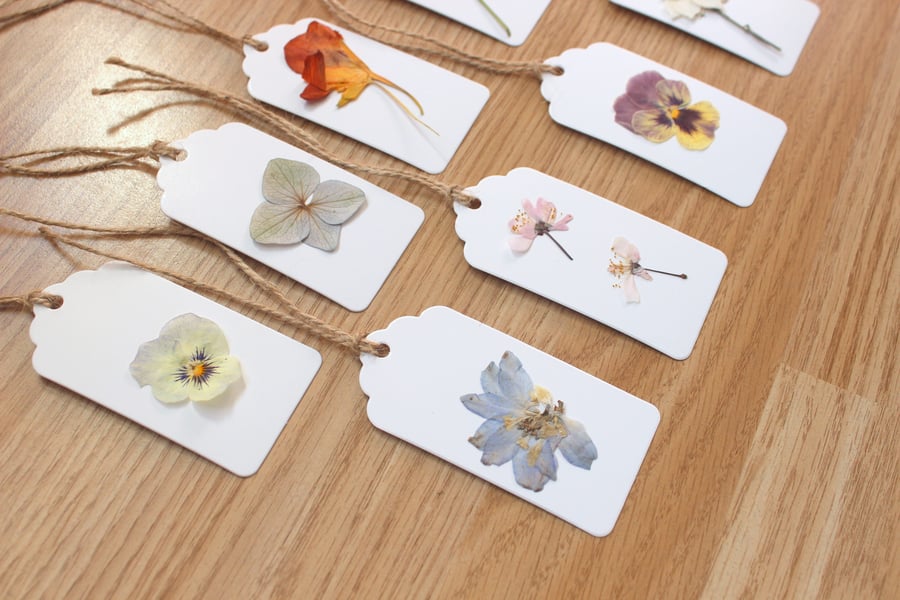 Botanical Gift Tags Real Pressed Flowers Wedding Stationary