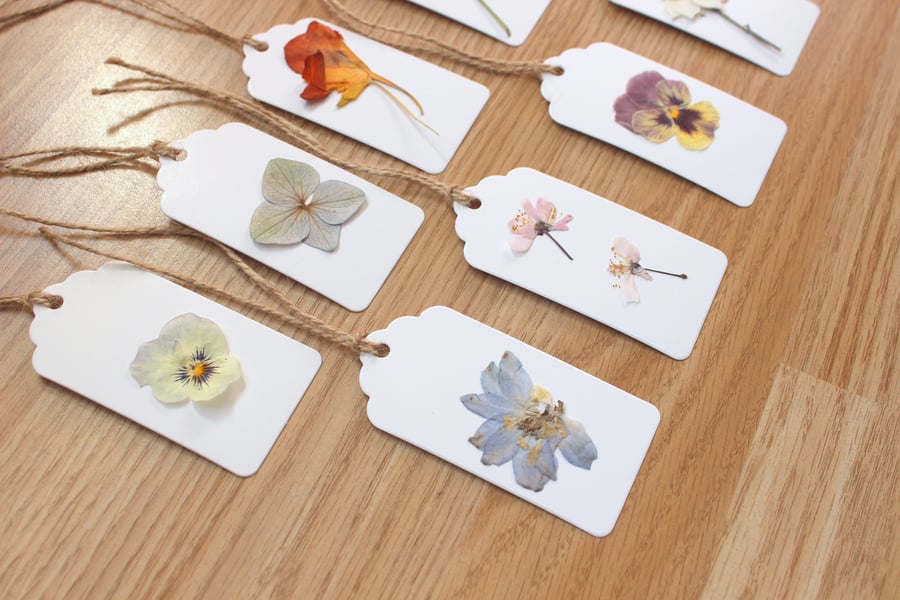 Botanical Gift Tags Real Pressed Flowers Weddin... Folksy