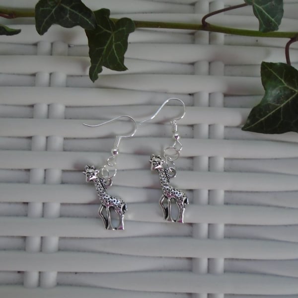 Silver Plated Giraffe Earrings Gift Idea