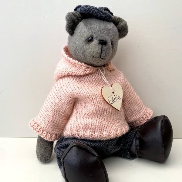 Teddy, handmade UK designed adult collectors bear. One of a kind keepsake gift