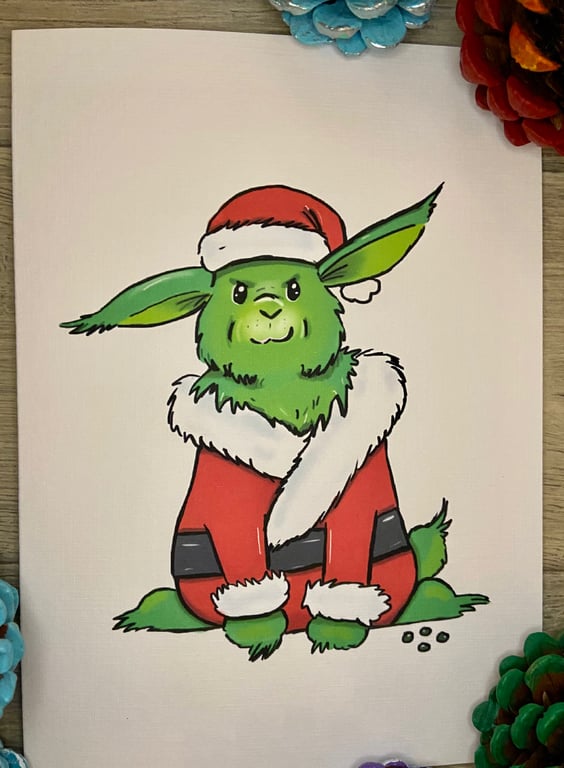 Christmas grinch bunny card