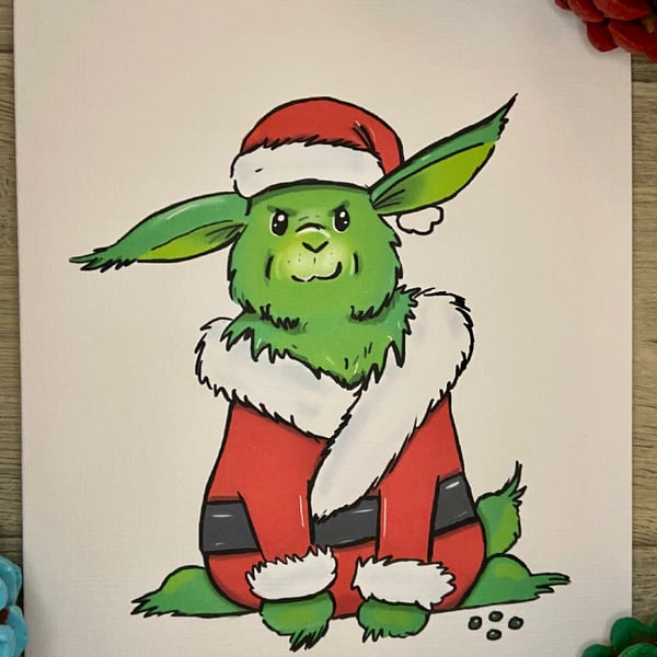 Christmas grinch bunny card