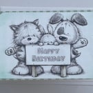 Happy Birthday Grandad cute dog, cat and bunny card