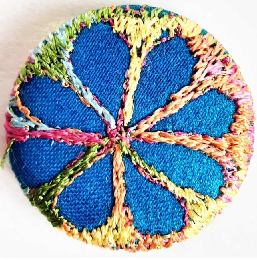 Buttons 1 inch button Hand Dyed Silks and Cottons Free Machine Embroidery Button
