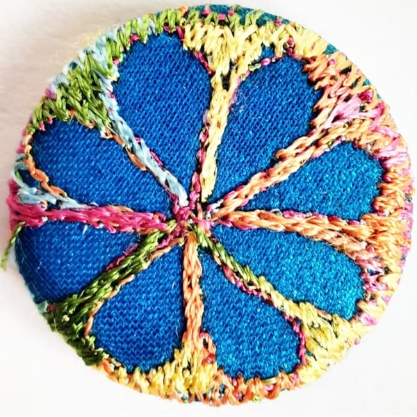 Buttons 1 inch button Hand Dyed Silks and Cottons Free Machine Embroidery Button