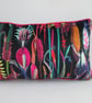 Printed Velvet Jungle  Design  Cushion Cover with pink Piping
