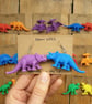 Purple and Blue Triceratops Soft Plastic Dinosaur Earrings - Upcycled from Toys