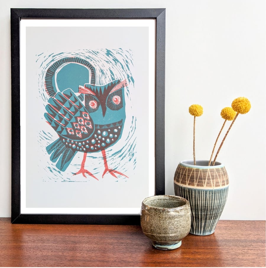 Owl in the Moonlight - Blue