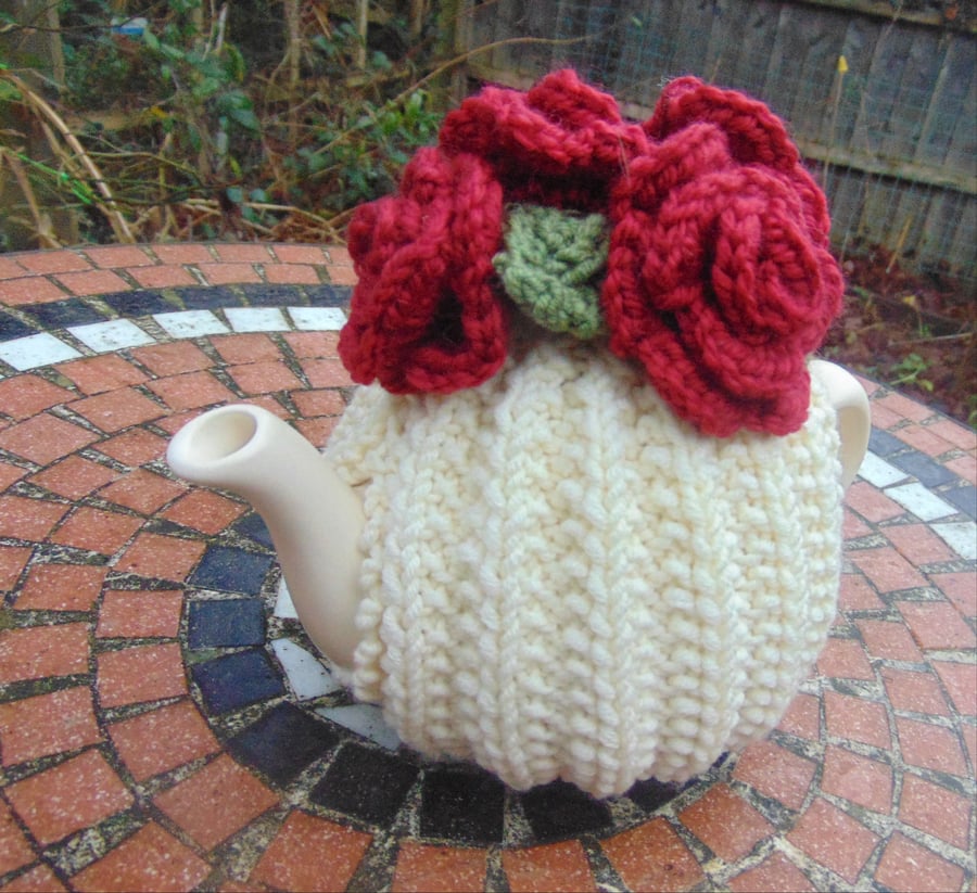 Hand Knitted Rosa Small Tea Cosy