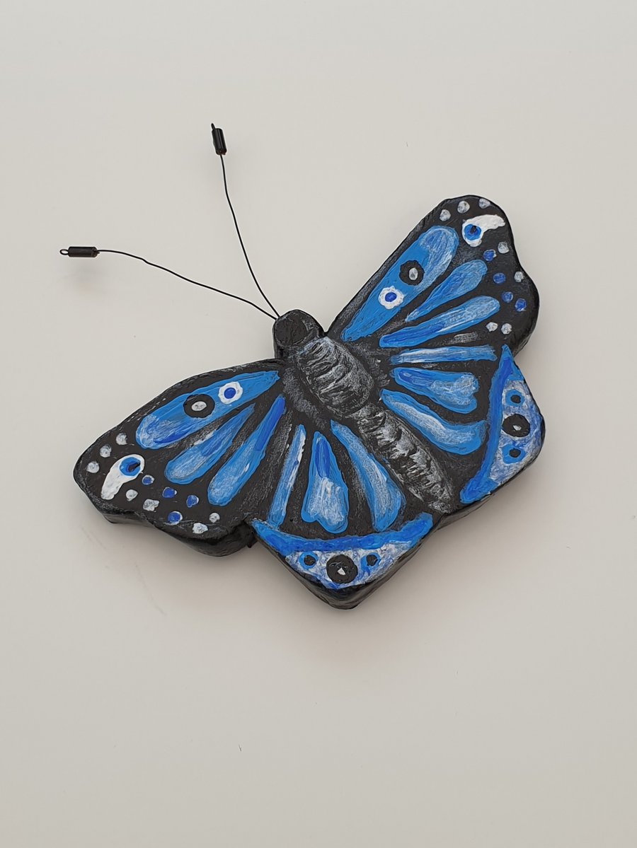  Pretty blue butterfly hand painted fridge magnet